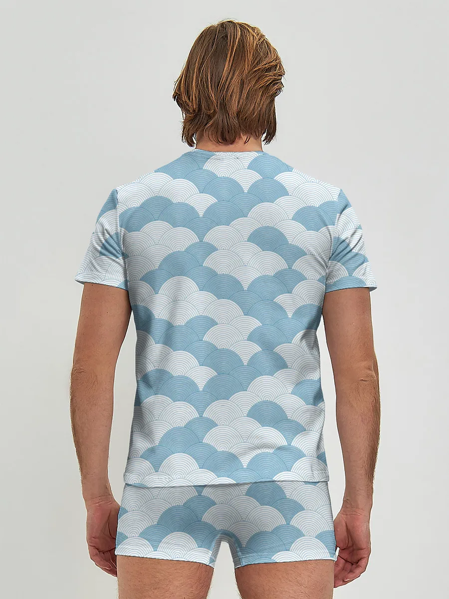 Мужские трусы с футболкой / Абстрактные волны