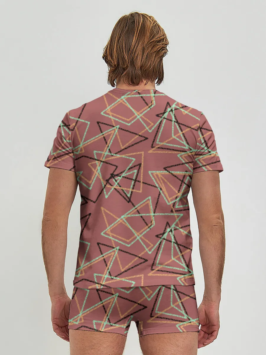 Мужские трусы с футболкой / Террактовый геометрический