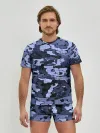 Мужские трусы с футболкой / Синий камуфляж в клетку