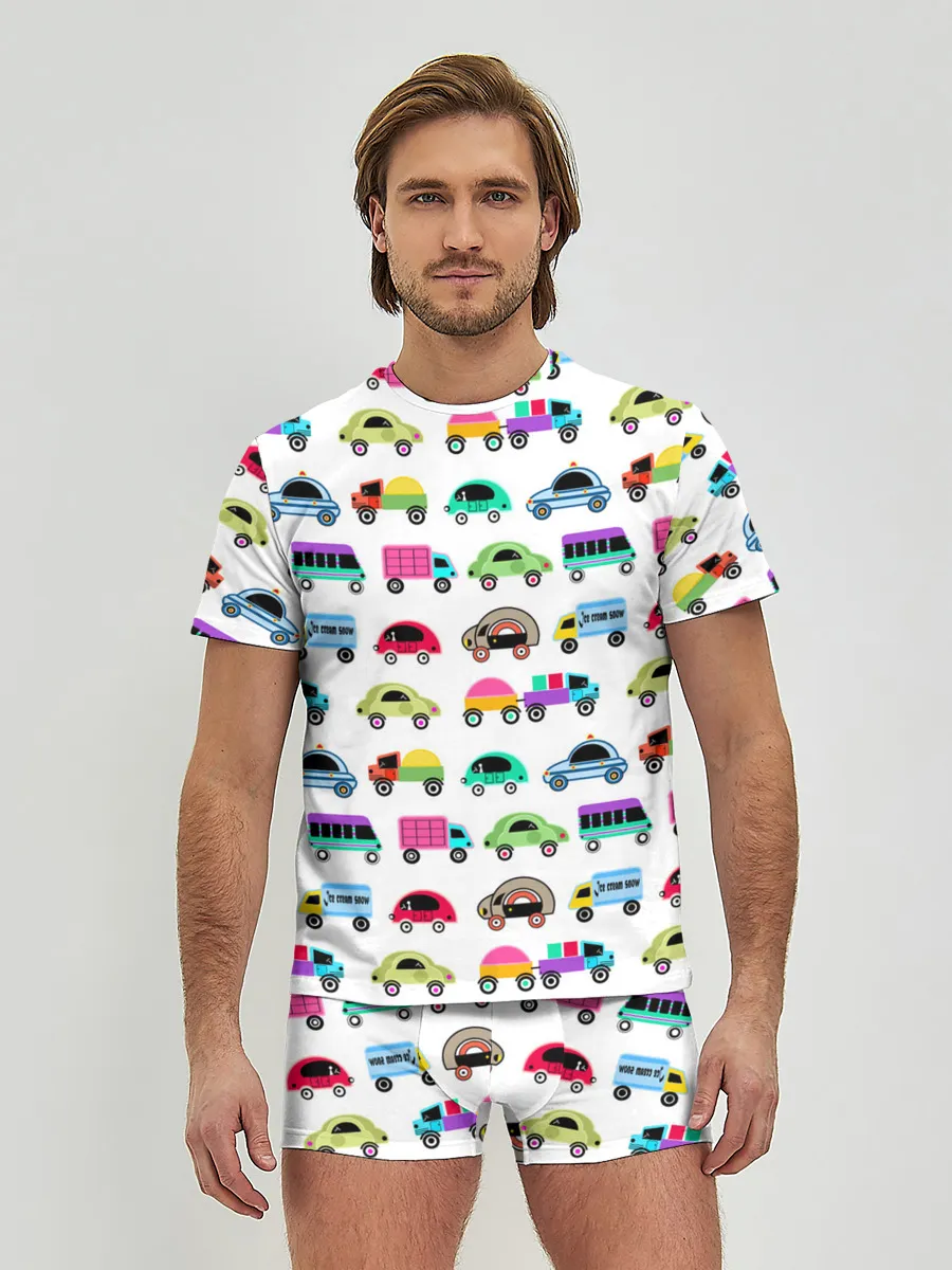 Мужские трусы с футболкой / Веселые машинки