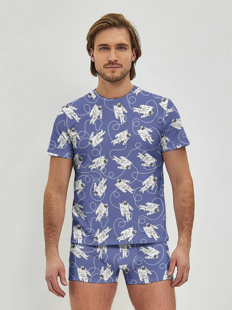 Мужские трусы с футболкой / Астронавты в космосе