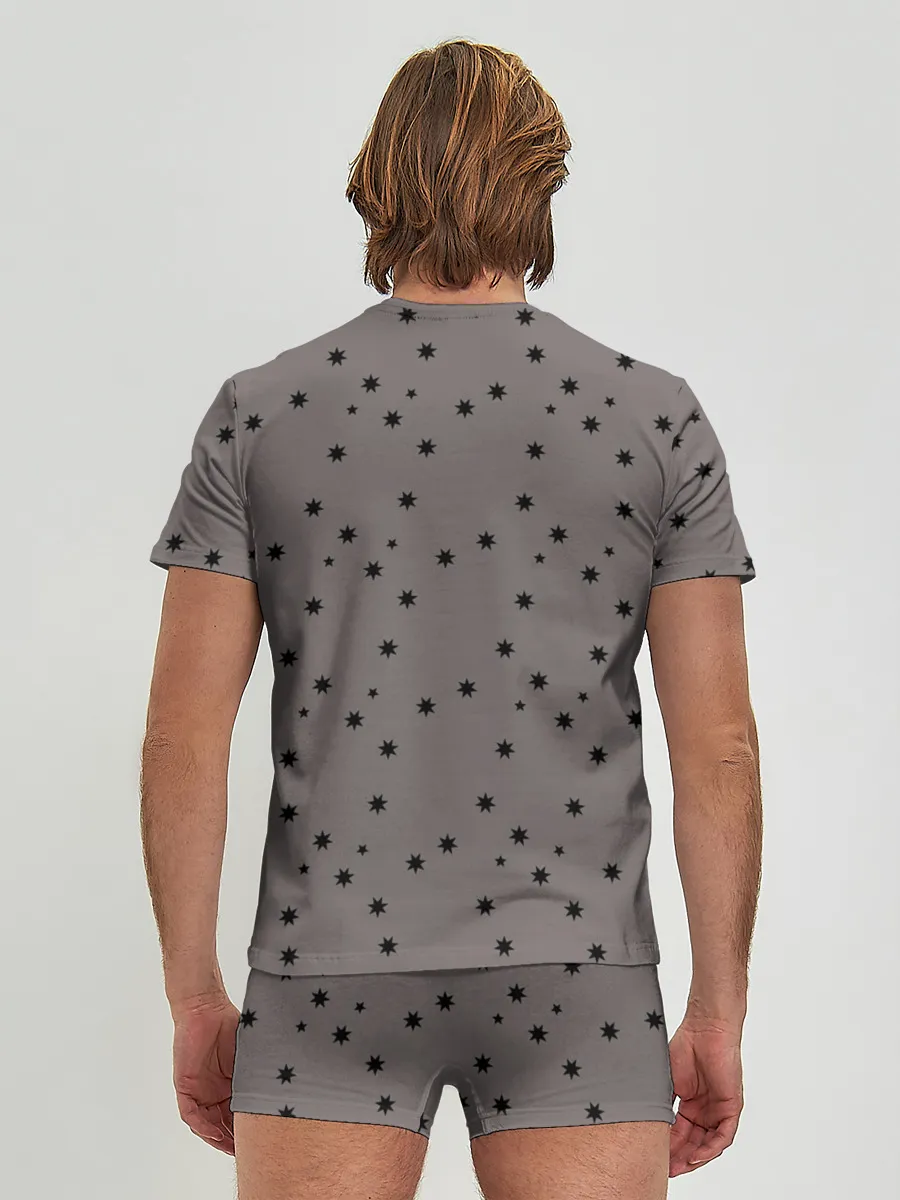 Мужские трусы с футболкой / Звёзды На коричневом Фоне