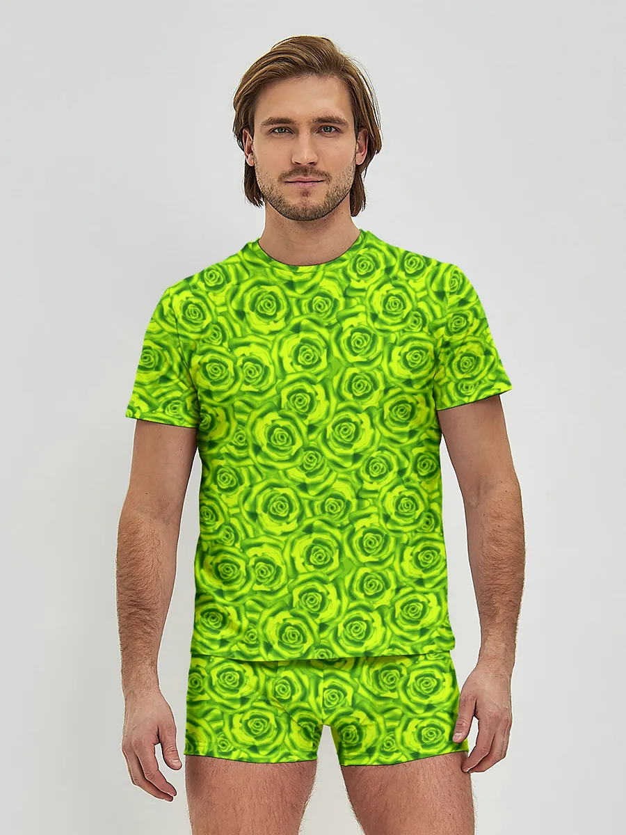 Мужские трусы с футболкой / Неоновый цветочный узор