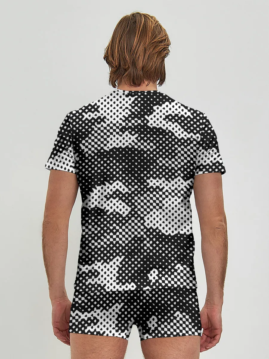 Мужские трусы с футболкой / Черный камуфляж