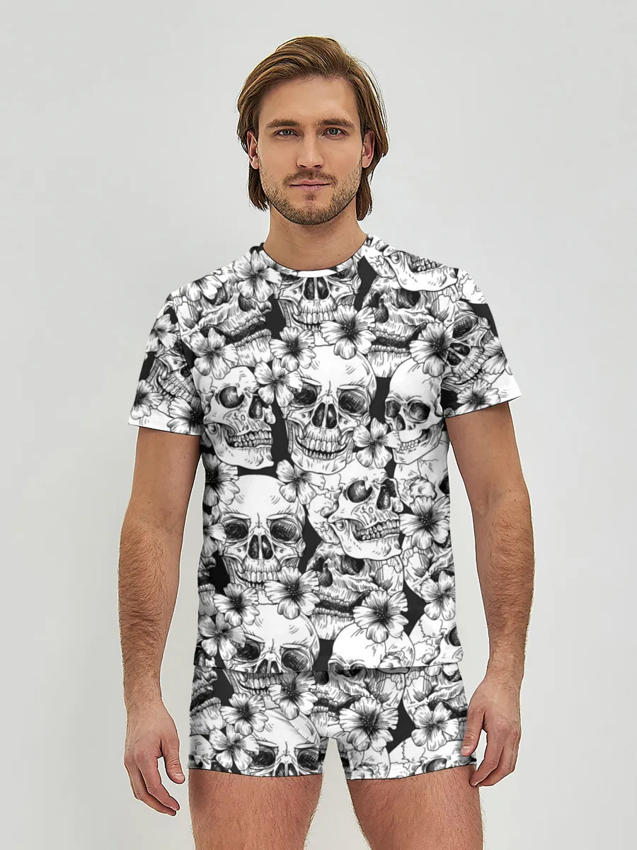 Мужские трусы с футболкой / Черепа