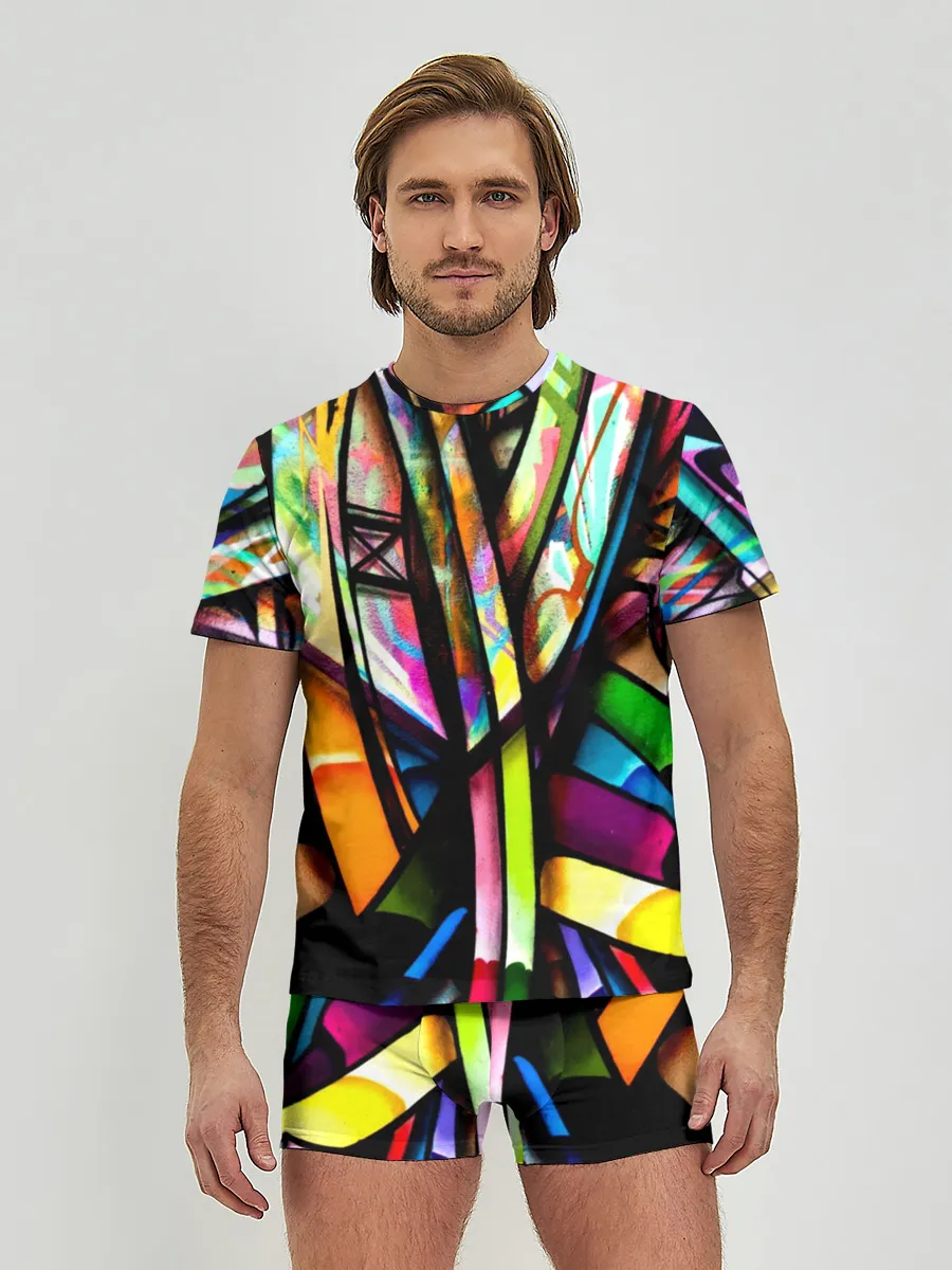 Мужские трусы с футболкой / Красочное граффити