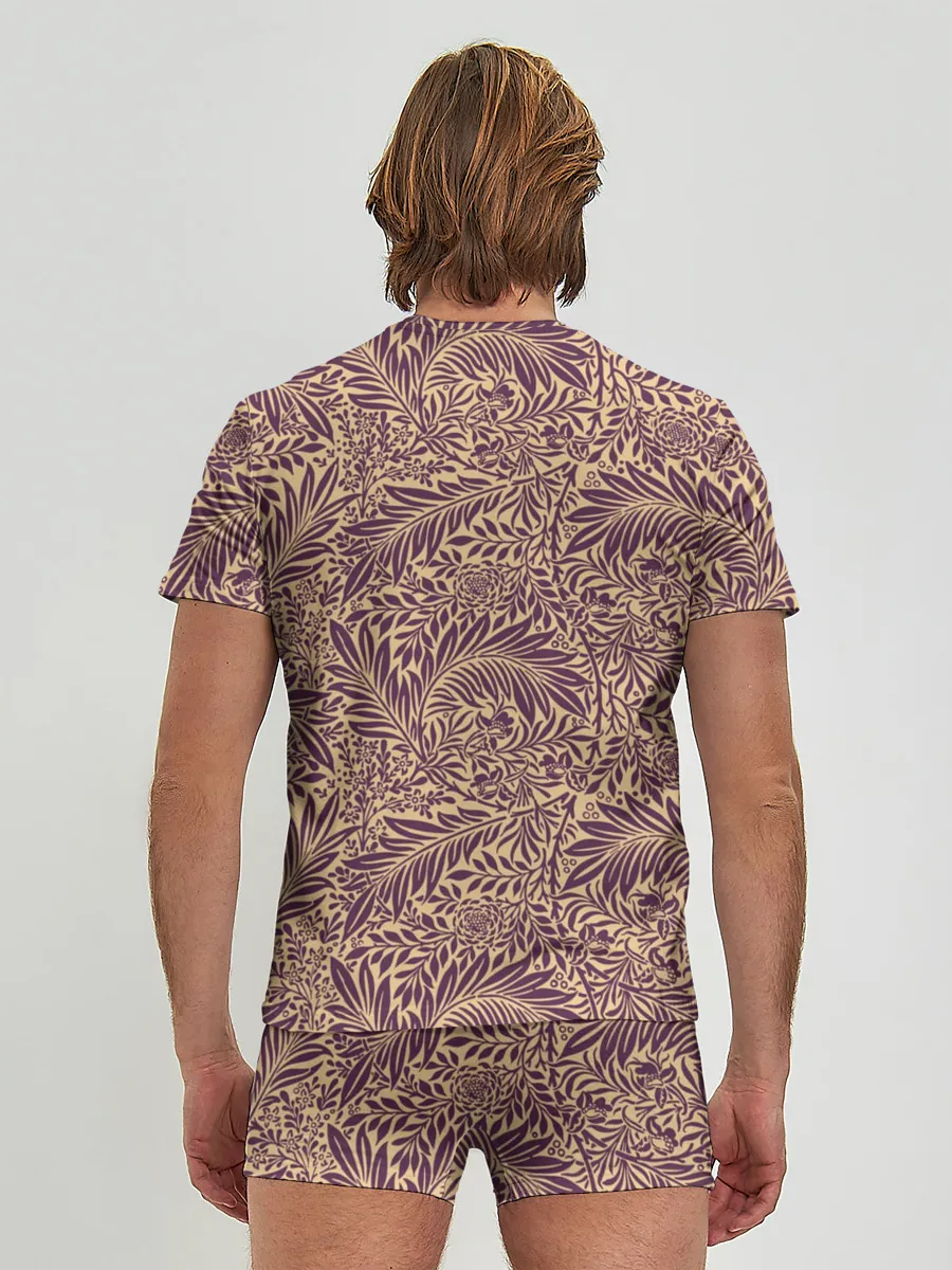 Мужские трусы с футболкой / Фиолетовые цветы