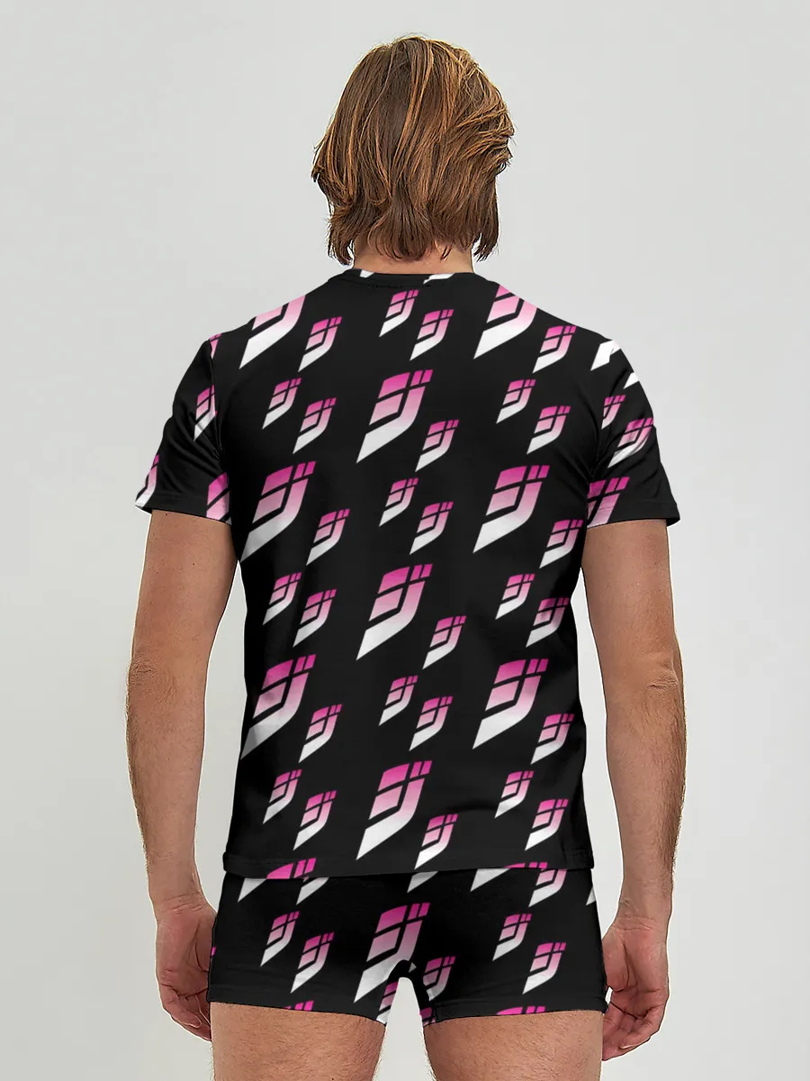 Мужские трусы с футболкой / Джоджо паттерн розовые лого