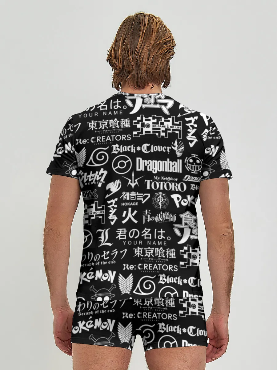 Мужские трусы с футболкой / ЛОГО АНИМЕ МУЛЬТФИЛЬМОВ