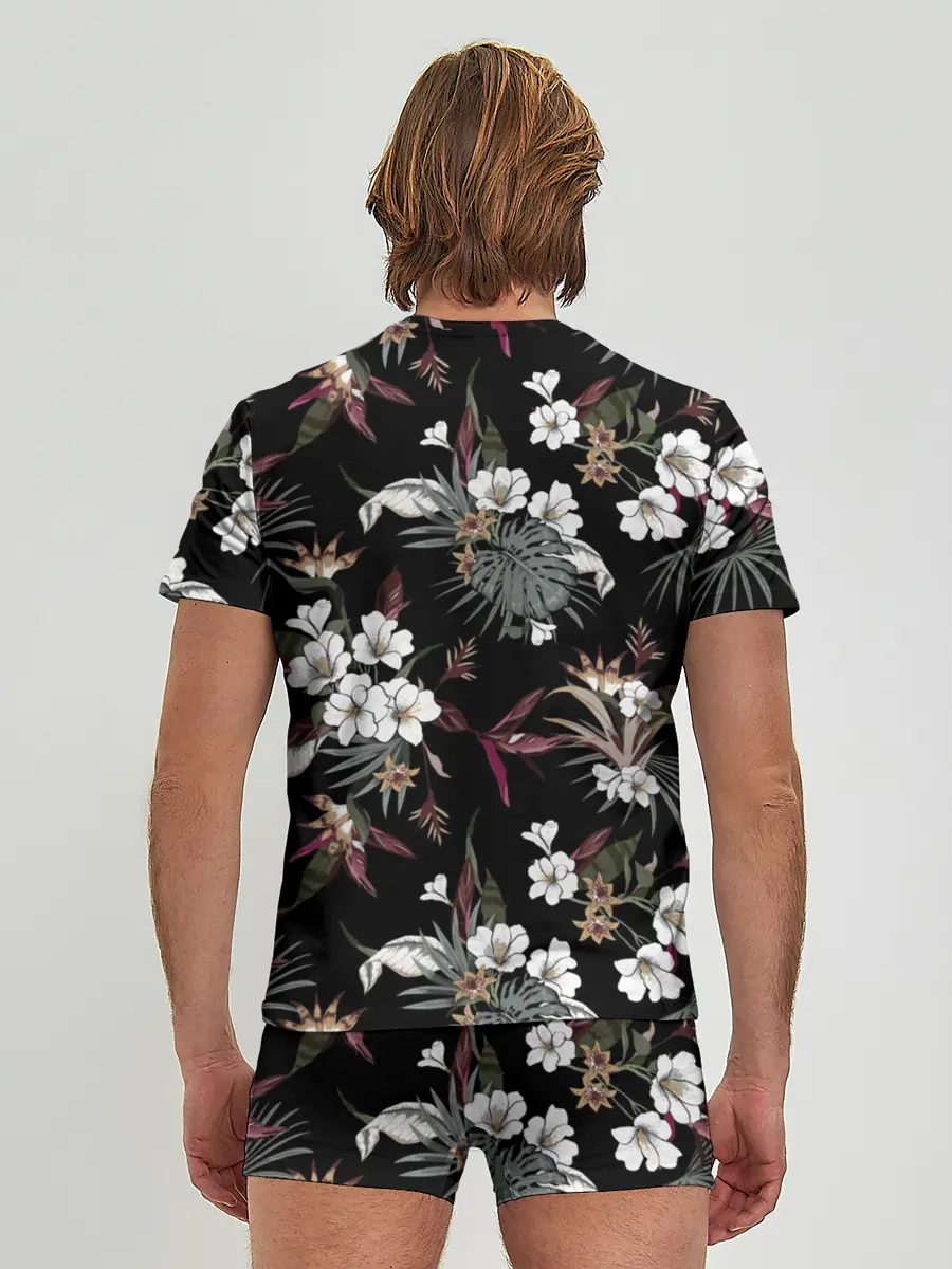 Мужские трусы с футболкой / Белые цветы