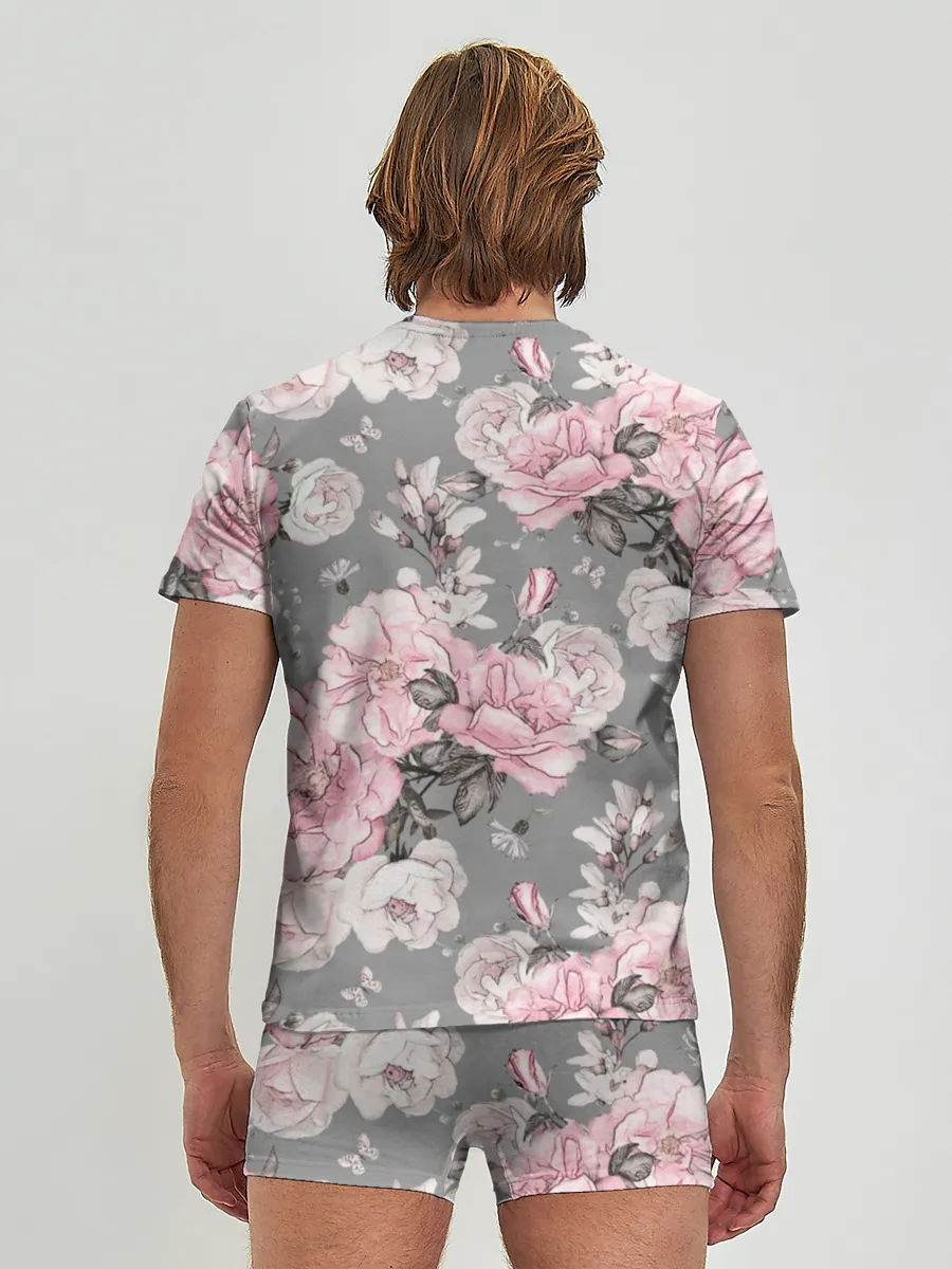 Мужские трусы с футболкой / Розовые розы