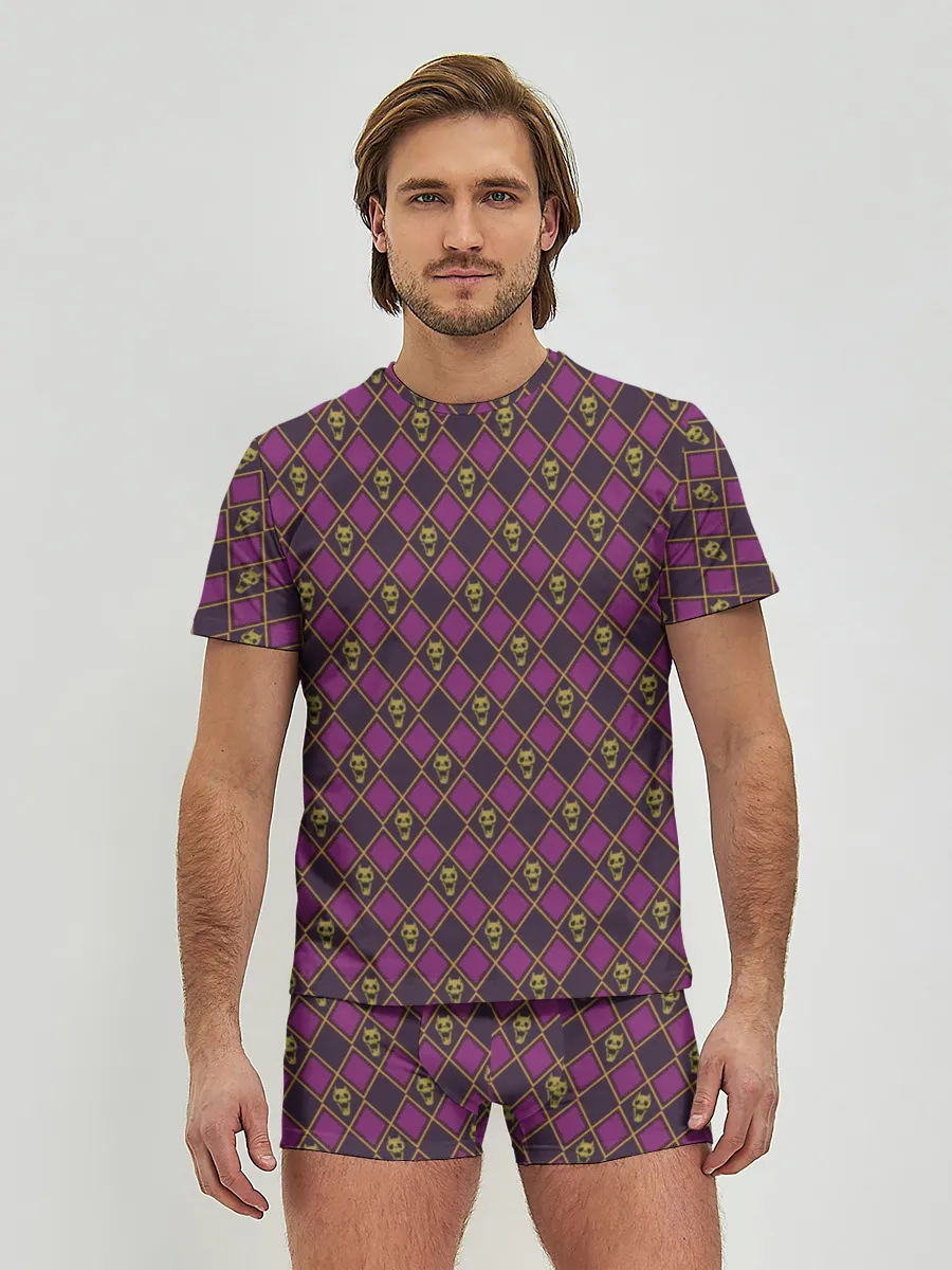 Мужские трусы с футболкой / KILLER QUEEN бордовый паттерн