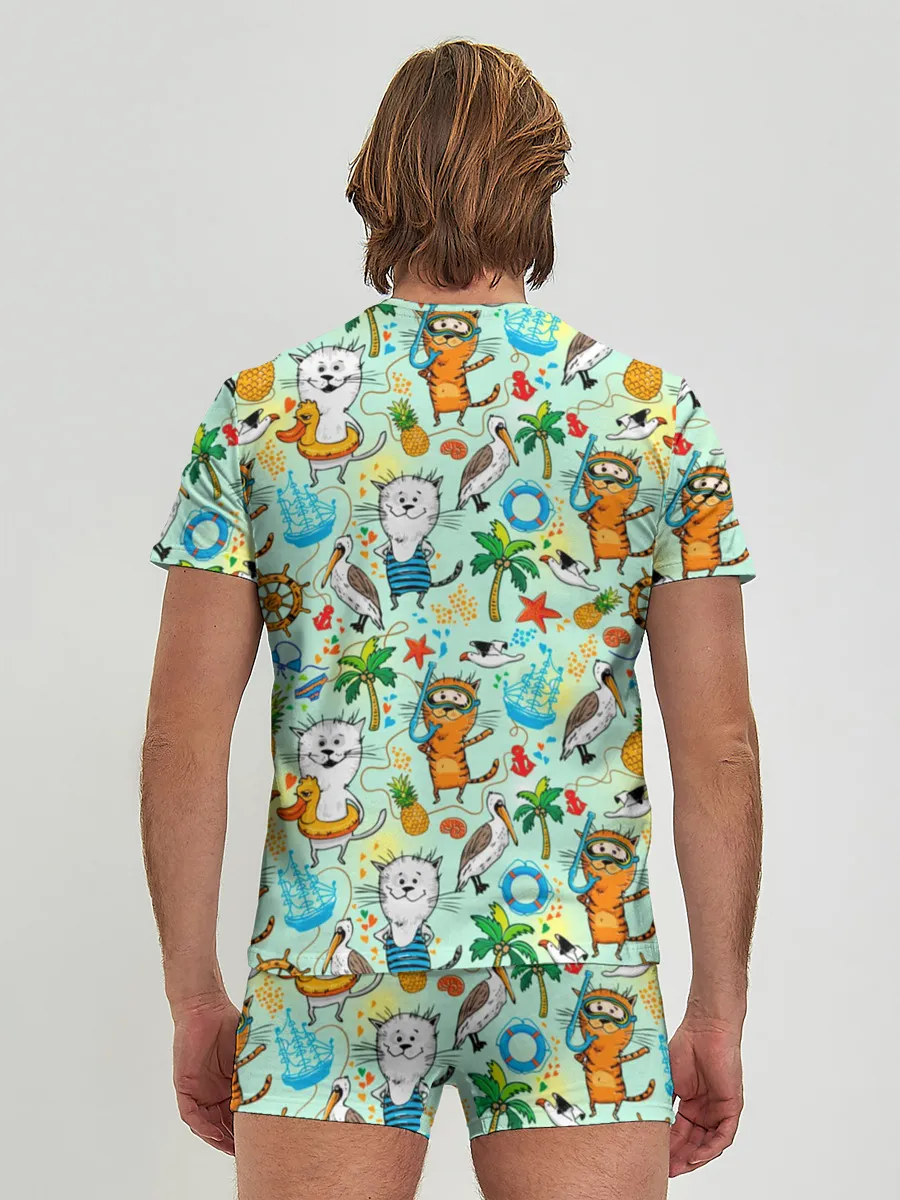 Мужские трусы с футболкой / Коты на отдыхе