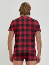 Мужские трусы с футболкой / Красный паттерн крупная клетка