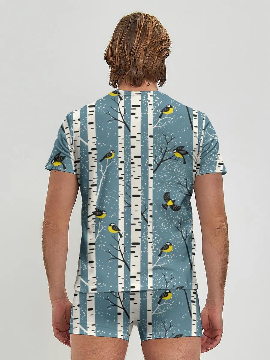 Мужские трусы с футболкой / Синички на берёзах
