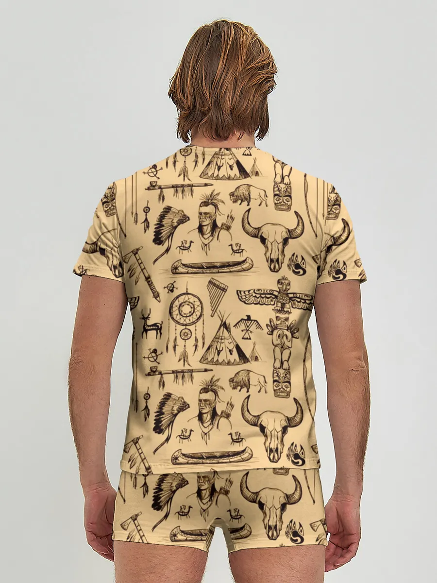 Мужские трусы с футболкой / Индейский паттерн