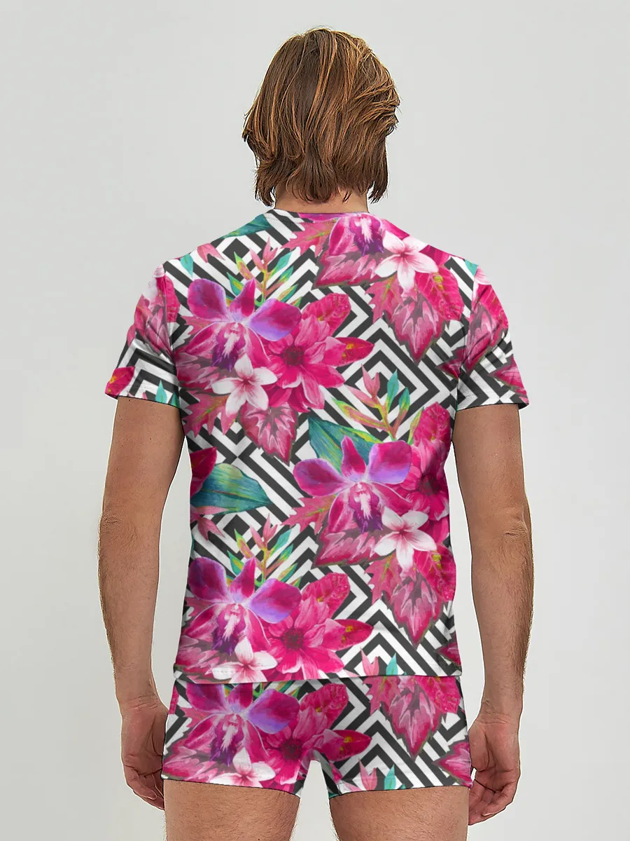 Мужские трусы с футболкой / Тропические цветы