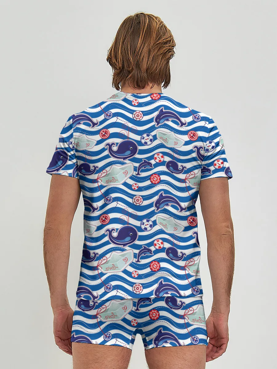 Мужские трусы с футболкой / Киты и дельфины
