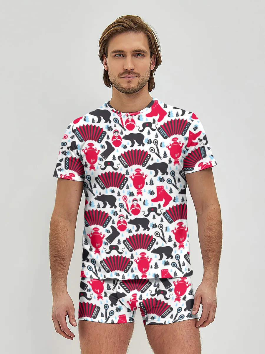 Мужские трусы с футболкой / Русский орнамент