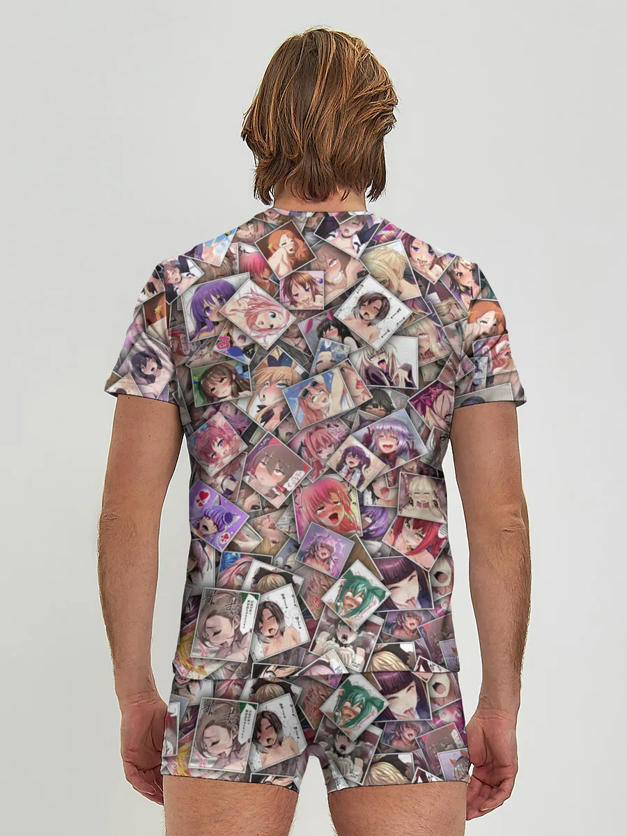 Мужские трусы с футболкой / Ахегао цвет