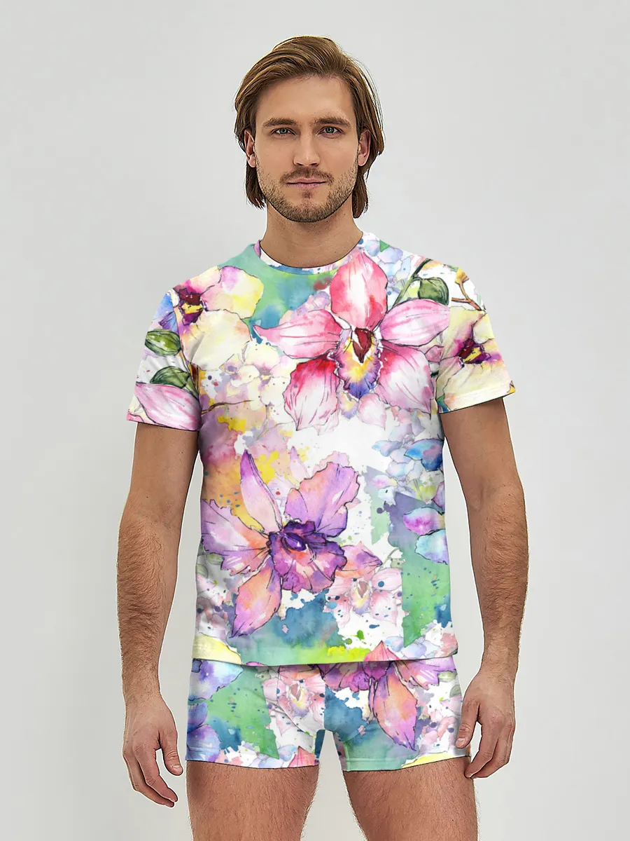 Мужские трусы с футболкой / Цветы