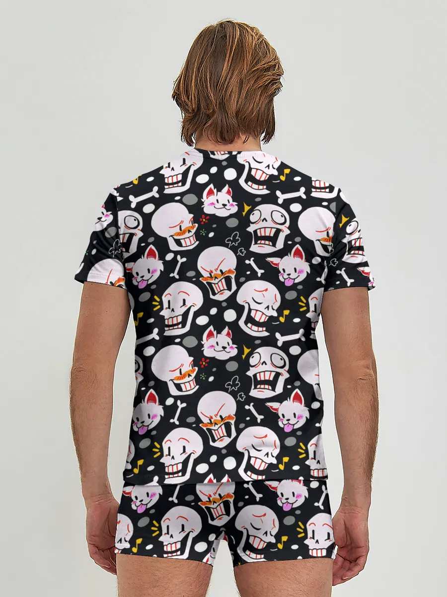 Мужские трусы с футболкой / Черепа и Котики