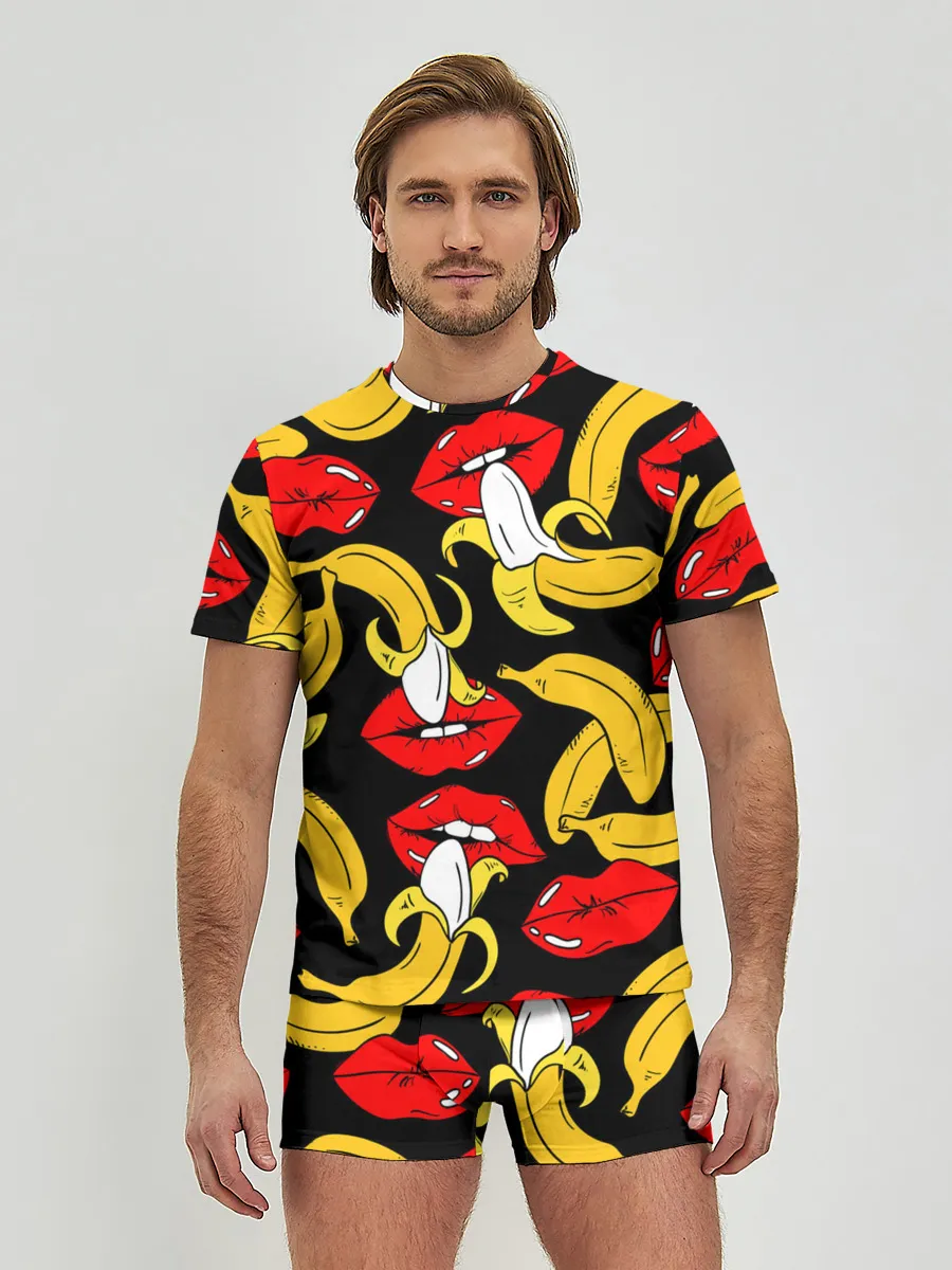 Мужские трусы с футболкой / Губы и бананы