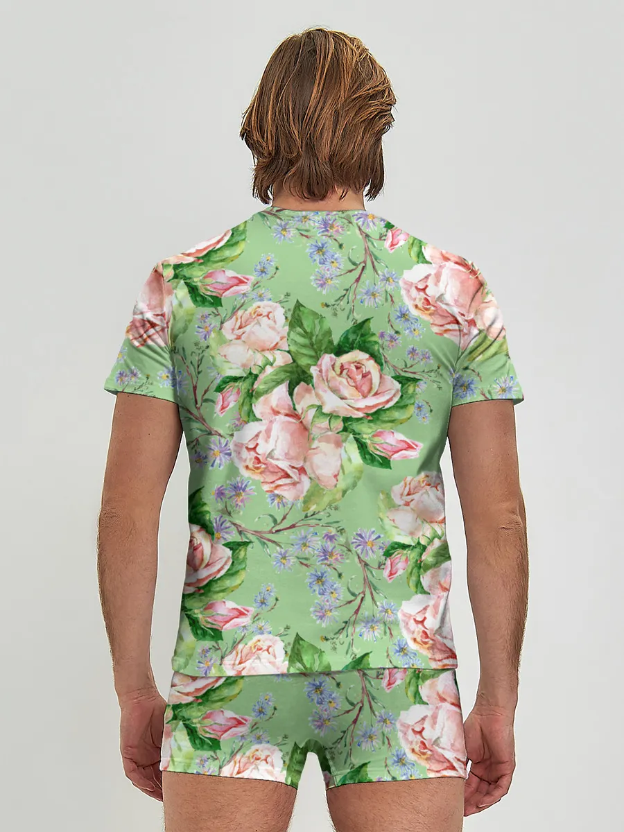 Мужские трусы с футболкой / Розы и васильки