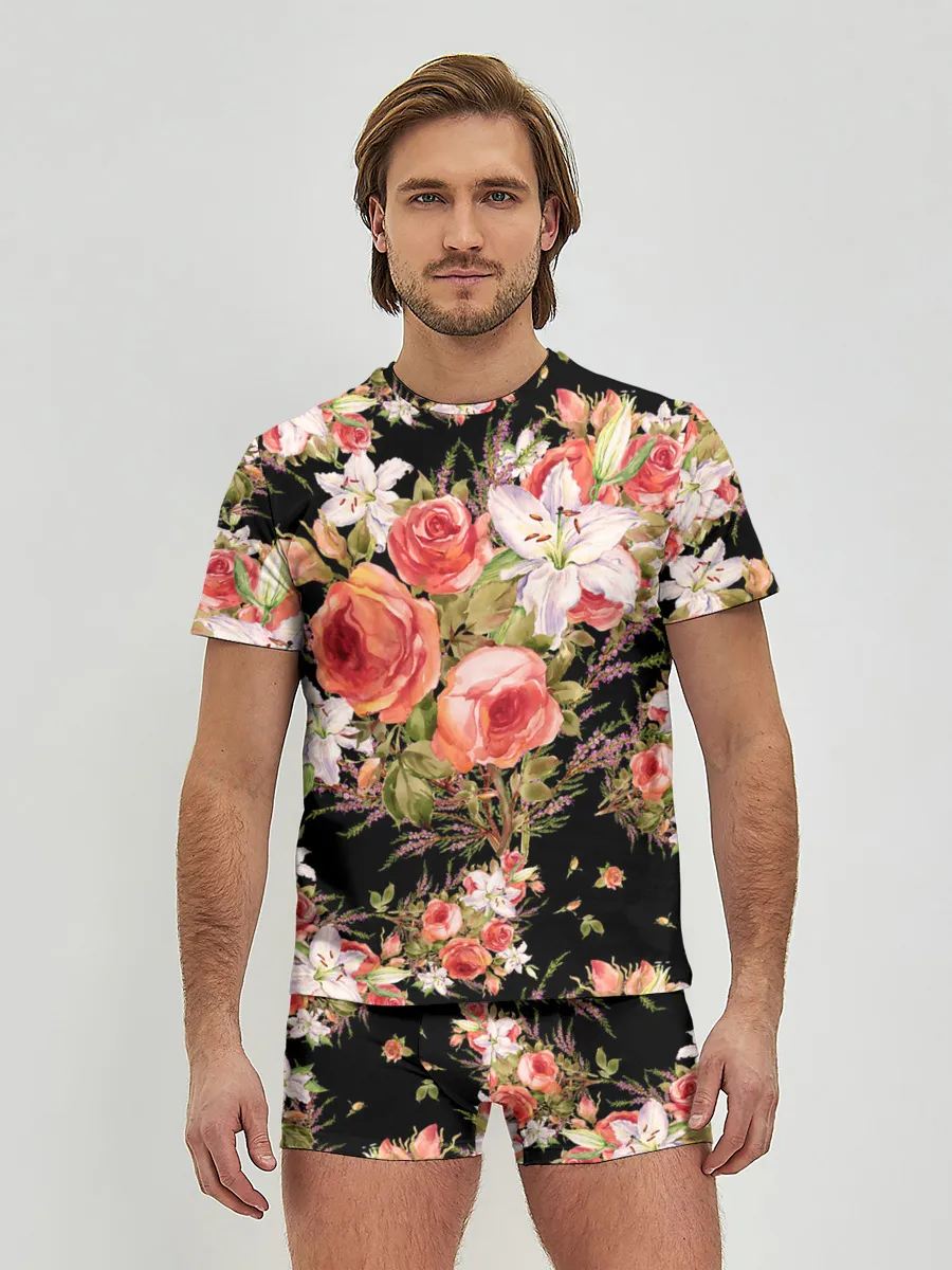 Мужские трусы с футболкой / Лилии и розы