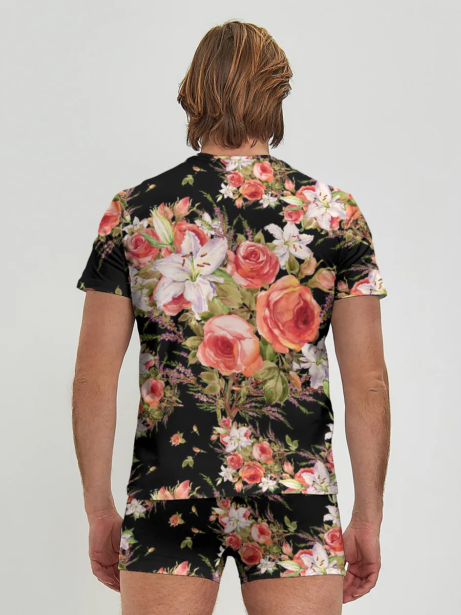 Мужские трусы с футболкой / Лилии и розы