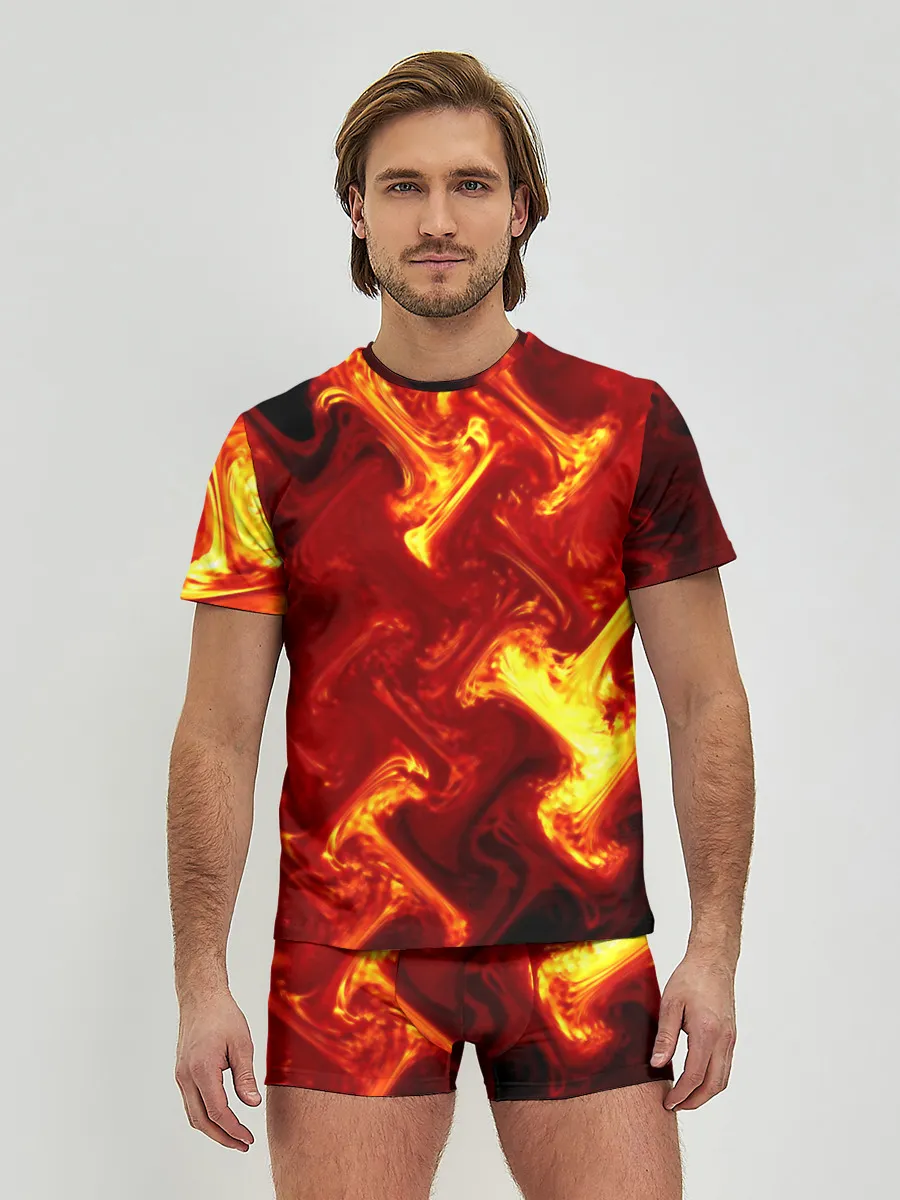 Мужские трусы с футболкой / Огненная лава