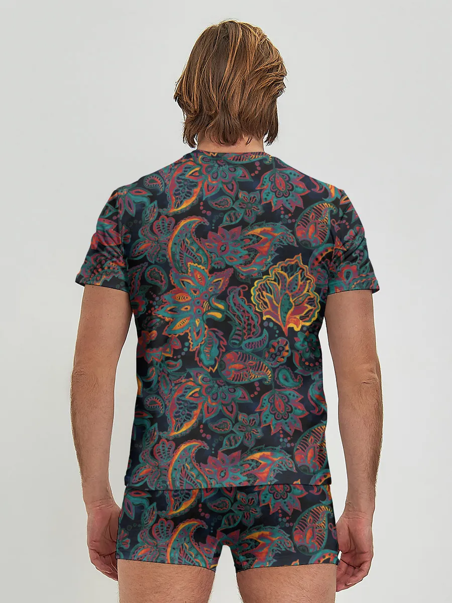 Мужские трусы с футболкой / Узор пейсли