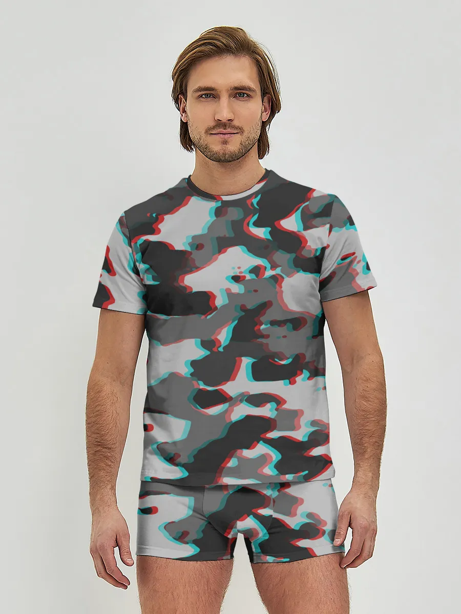 Мужские трусы с футболкой / Серый камуфляж