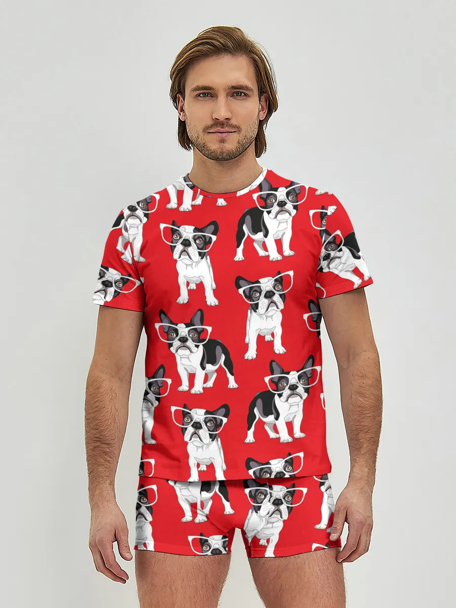Мужские трусы с футболкой / Французские бульдоги