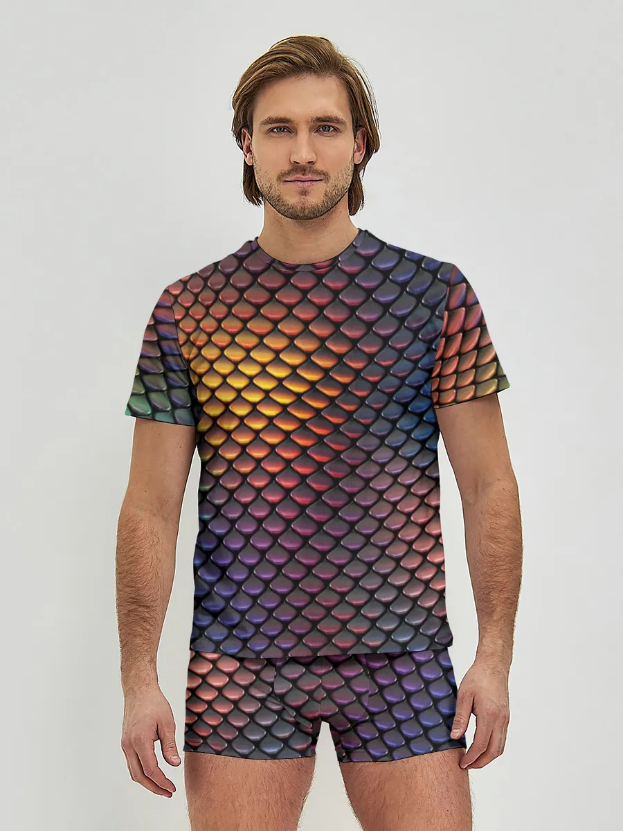 Мужские трусы с футболкой / Радужная чешуя