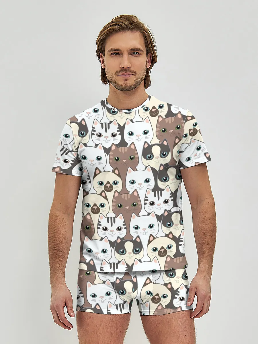 Мужские трусы с футболкой / Котики