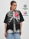 Женская футболка оверсайз / Скелет с сердцем
