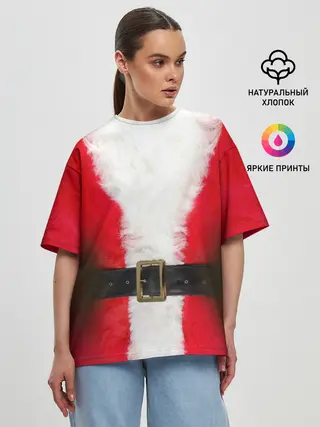 Женская футболка оверсайз / Дед мороз