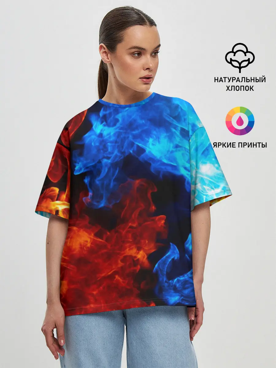 Женская футболка оверсайз / Битва огней
