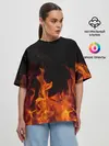 Женская футболка оверсайз / Огонь с искрами