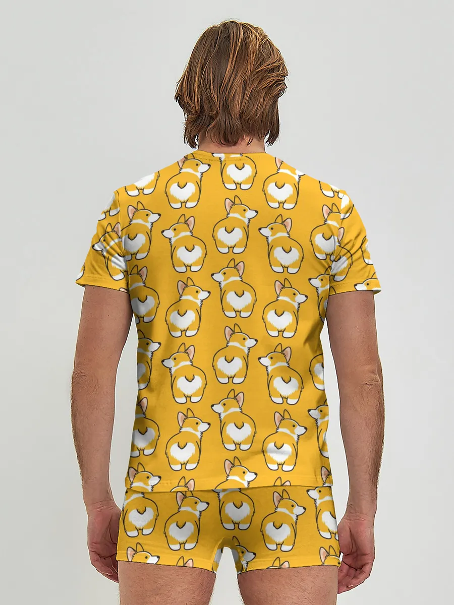 Мужские трусы с футболкой / Корги Паттерн