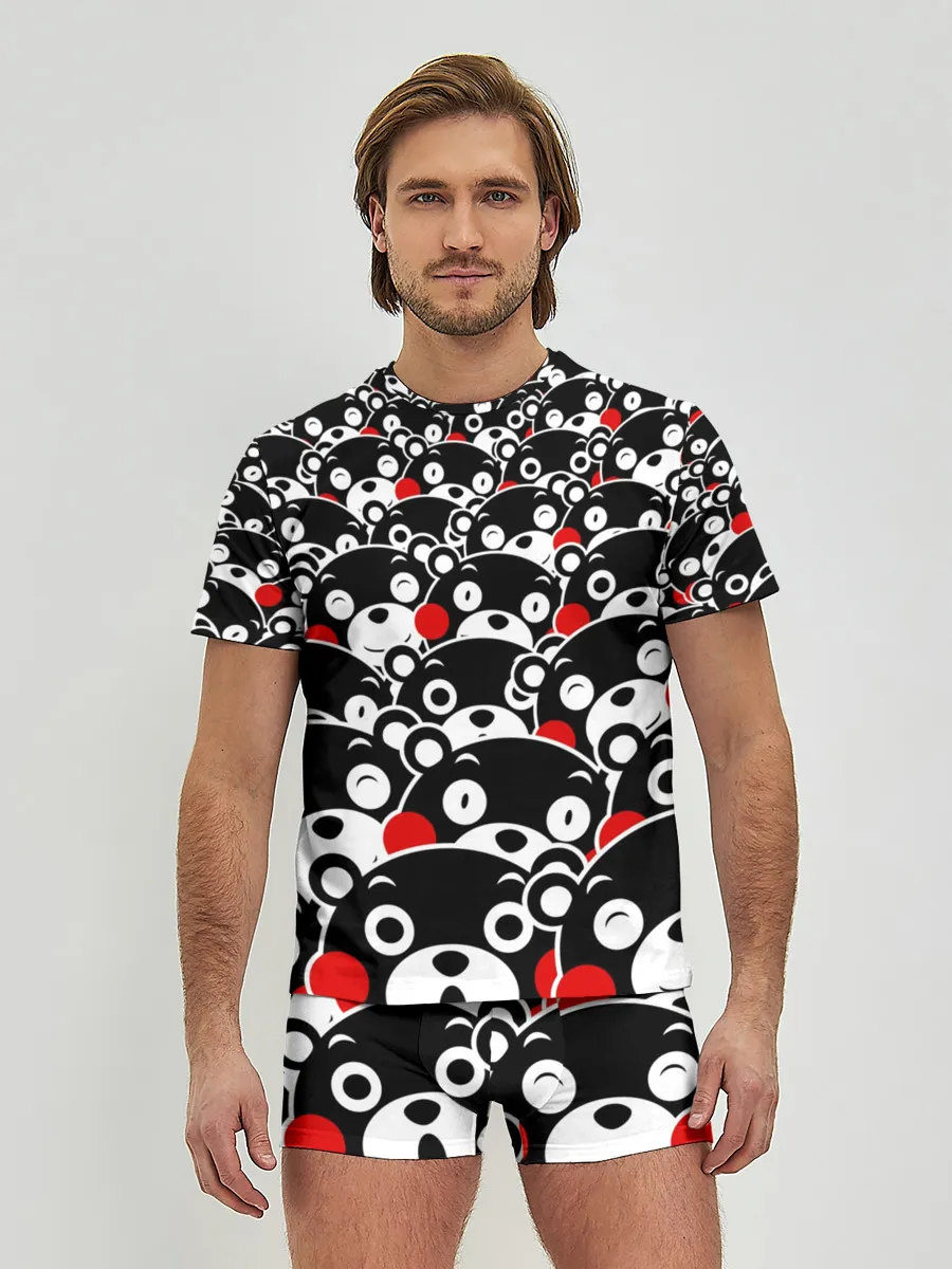 Мужские трусы с футболкой / Узор кумамонов