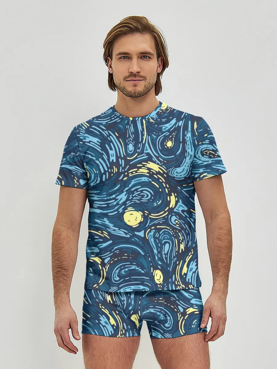 Мужские трусы с футболкой / Ван Гог. Звездная Ночь