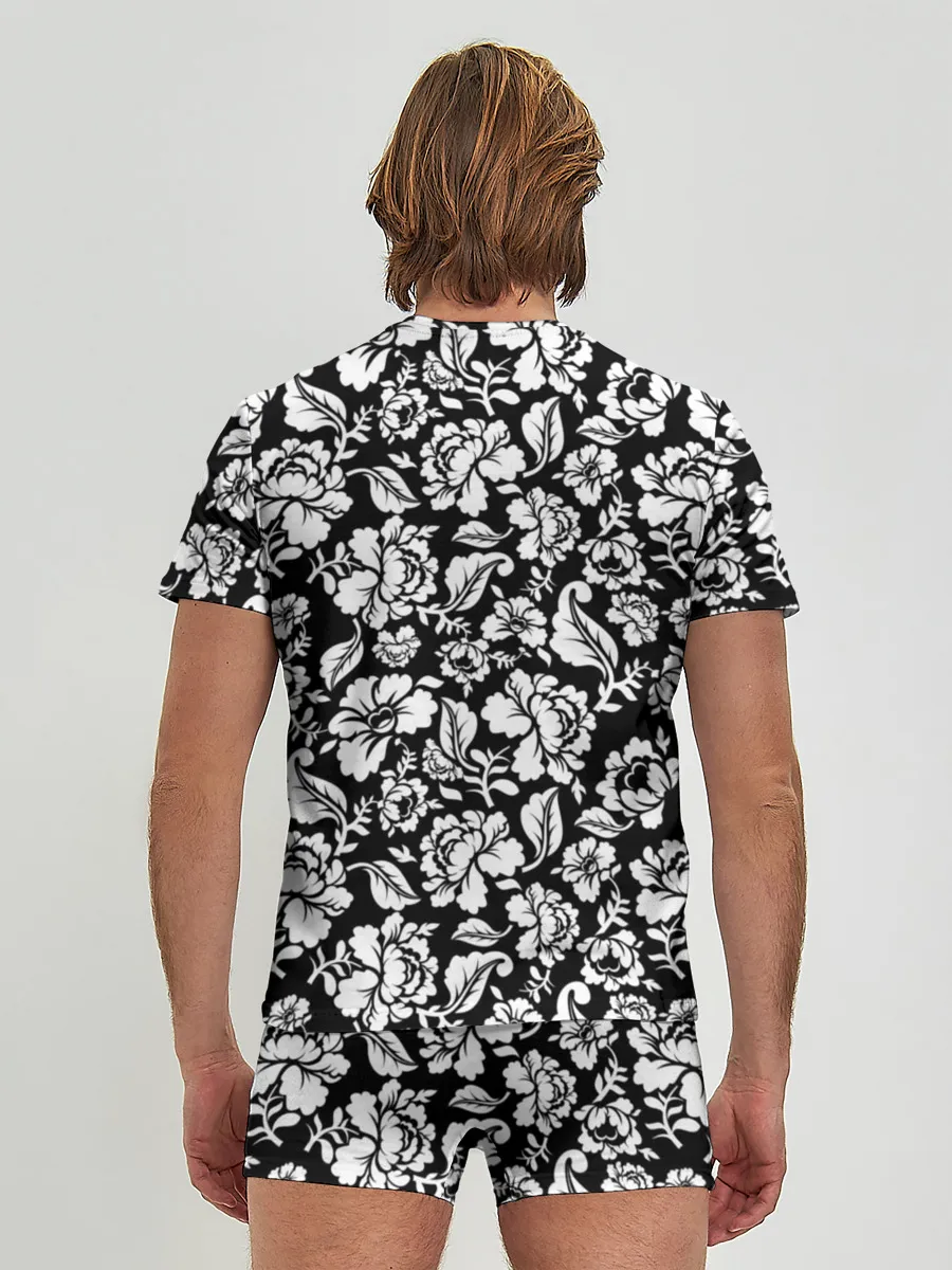 Мужские трусы с футболкой / White flowers