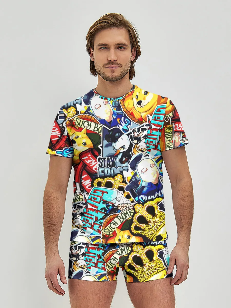 Мужские трусы с футболкой / CS GO STICKERBOMBING