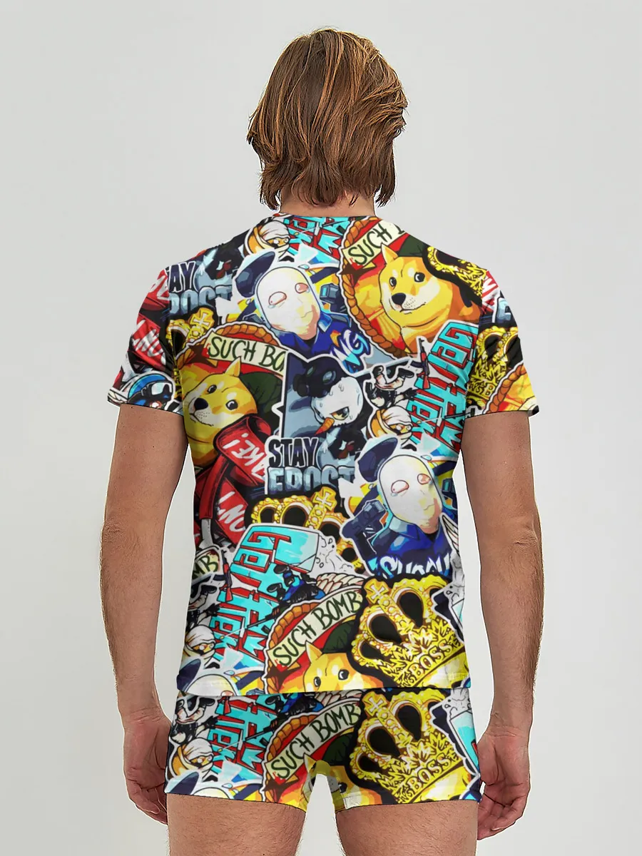 Мужские трусы с футболкой / CS GO STICKERBOMBING