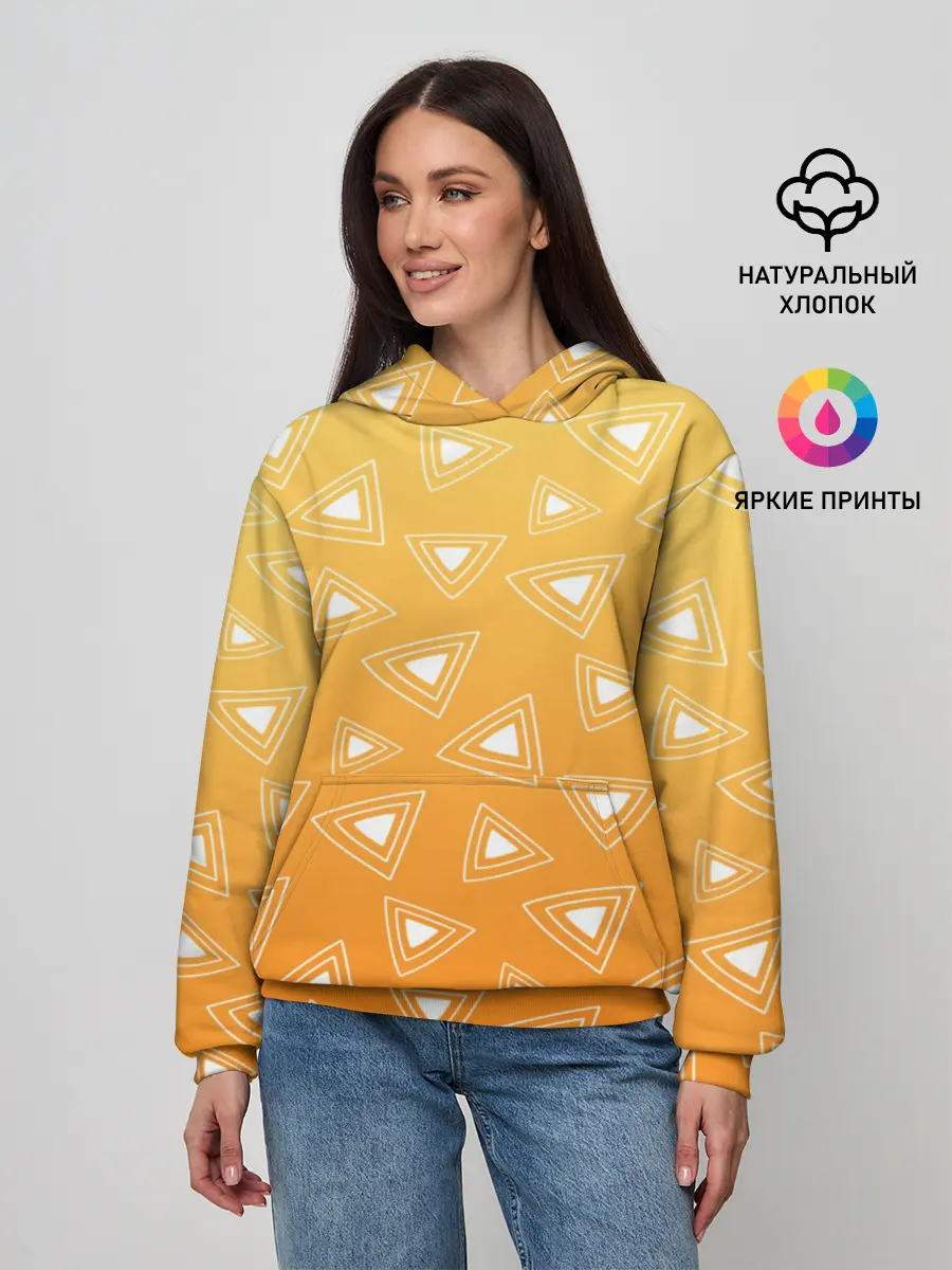 Женское худи / Kimetsu no yaiba оранжевый паттерн