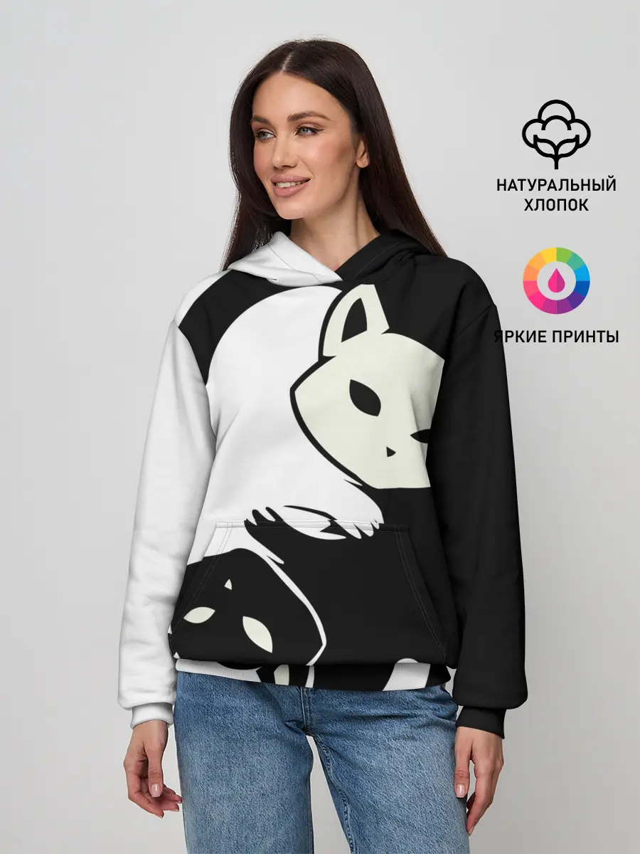 Женское худи / Инь и Янь котики