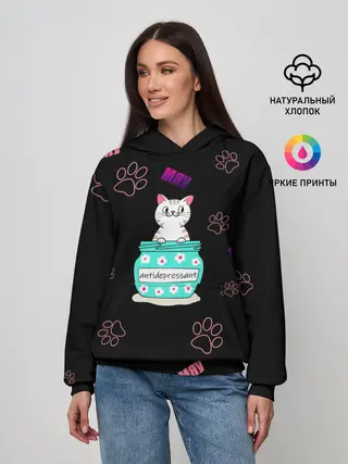 Женское худи / Котик-антидепрессант