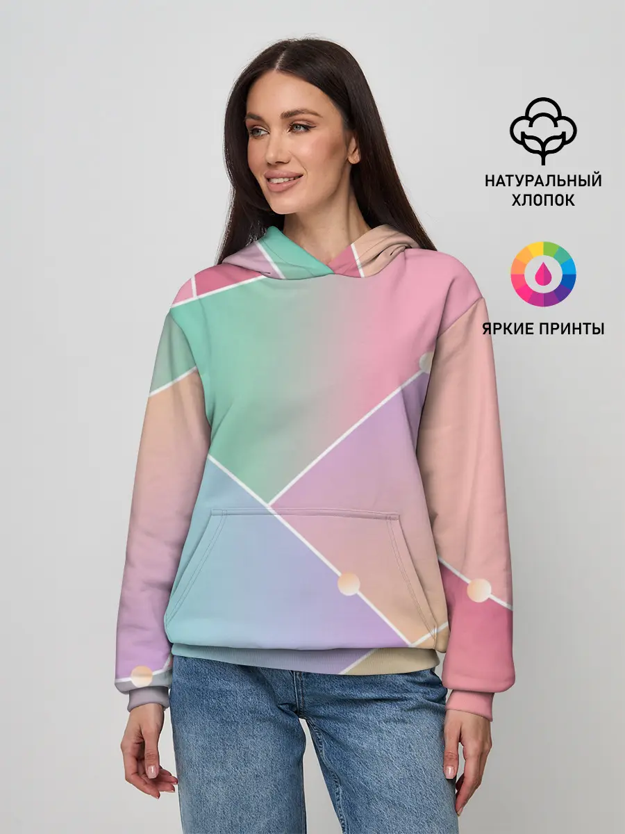 Женское худи / Нежные цвета геометрии